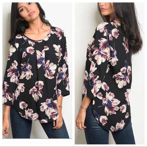 Black Floral Top - Picture 7 of 7